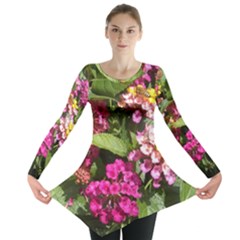 Summer Lantana W Bee Long Sleeve Tunic  by Riverwoman