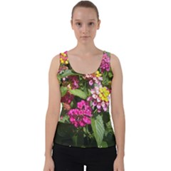 Summer Lantana W Bee Velvet Tank Top by Riverwoman