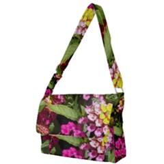 Summer Lantana W Bee Full Print Messenger Bag by Riverwoman