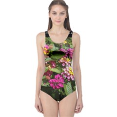 Summer Lantana W Bee One Piece Swimsuit by Riverwoman