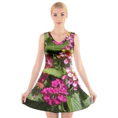 Summer Lantana W Bee V-neck Sleeveless Dress by Riverwoman