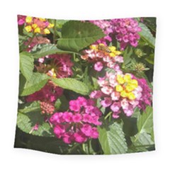 Summer Lantana W Bee Square Tapestry (large) by Riverwoman