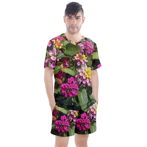 Summer Lantana W Bee Men s Mesh Tee And Shorts Set by Riverwoman