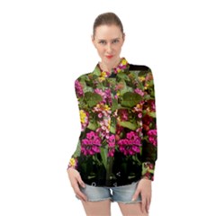 Summer Lantana W Bee Long Sleeve Chiffon Shirt