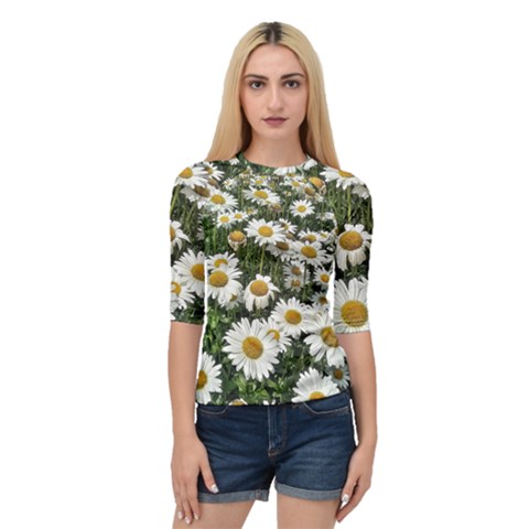 Columbus Commons Shasta Daisies Quarter Sleeve Raglan Tee by Riverwoman