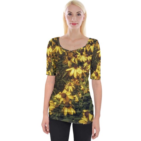 Echinacea Paradoxa Wide Neckline Tee by Riverwoman