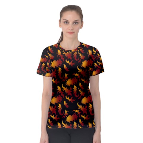 Abstract Flames Pattern Women s Sport Mesh Tee by bloomingvinedesign