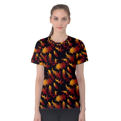 Abstract Flames Pattern Women s Cotton Tee by bloomingvinedesign