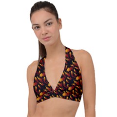 Abstract Flames Pattern Halter Plunge Bikini Top by bloomingvinedesign