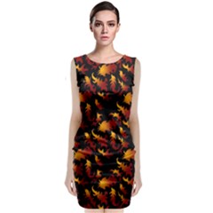 Abstract Flames Pattern Classic Sleeveless Midi Dress