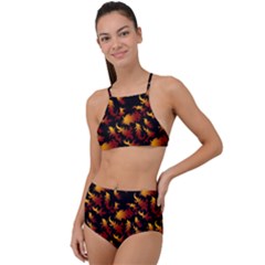 Abstract Flames Pattern High Waist Tankini Set by bloomingvinedesign