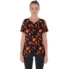 Abstract Flames Pattern Cut Out Side Drop Tee by bloomingvinedesign