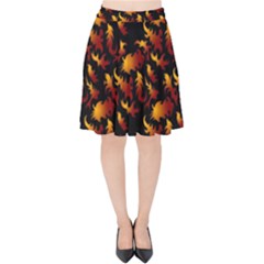 Abstract Flames Pattern Velvet High Waist Skirt by bloomingvinedesign