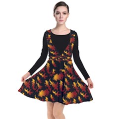 Abstract Flames Pattern Plunge Pinafore Dress