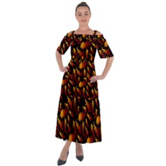 Abstract Flames Pattern Shoulder Straps Boho Maxi Dress  by bloomingvinedesign