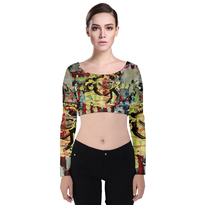 Little Bird 1 1 Velvet Long Sleeve Crop Top