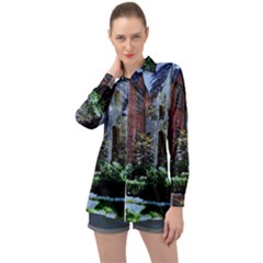 Hot Day In Dallas 7 Long Sleeve Satin Shirt