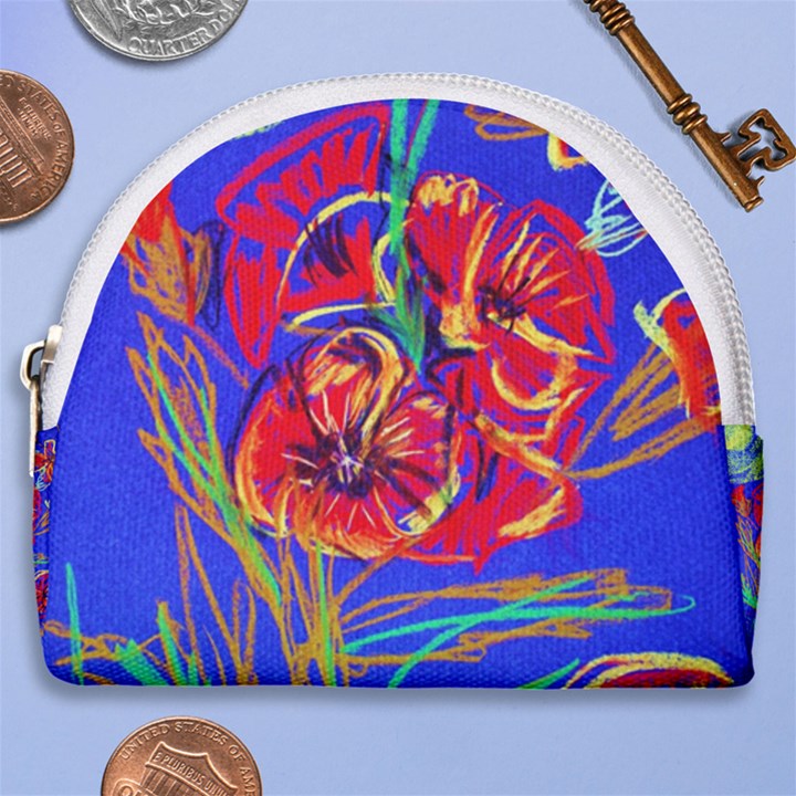 Poppies Horseshoe Style Canvas Pouch