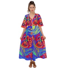 Poppies Kimono Sleeve Boho Dress