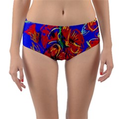 Poppies Reversible Mid-waist Bikini Bottoms by bestdesignintheworld