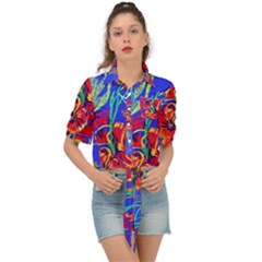 Poppies Tie Front Shirt  by bestdesignintheworld