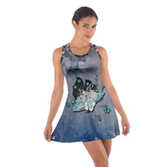 Sport, Surfboard With Flowers And Fish Cotton Racerback Dress by FantasyWorld7