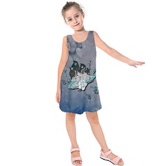 Sport, Surfboard With Flowers And Fish Kids  Sleeveless Dress by FantasyWorld7