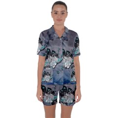 Sport, Surfboard With Flowers And Fish Satin Short Sleeve Pyjamas Set by FantasyWorld7