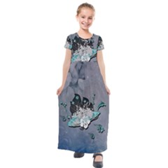 Sport, Surfboard With Flowers And Fish Kids  Short Sleeve Maxi Dress by FantasyWorld7