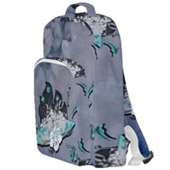 Sport, Surfboard With Flowers And Fish Double Compartment Backpack by FantasyWorld7