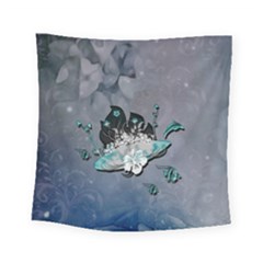 Sport, Surfboard With Flowers And Fish Square Tapestry (small) by FantasyWorld7