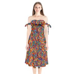 New Arrivals-a-9 Shoulder Tie Bardot Midi Dress by ArtworkByPatrick