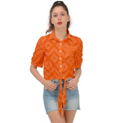 Orange Maze Tie Front Shirt 