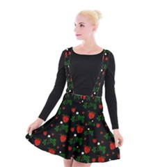 Strawberries Pattern Suspender Skater Skirt