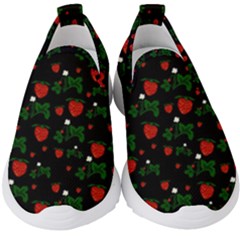 Strawberries Pattern Kids  Slip On Sneakers by bloomingvinedesign