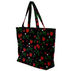 Strawberries Pattern Zip Up Canvas Bag by bloomingvinedesign