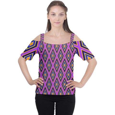 Colorful Diamonds Variation 4 Cutout Shoulder Tee by bloomingvinedesign