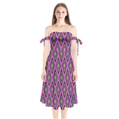 Colorful Diamonds Variation 4 Shoulder Tie Bardot Midi Dress by bloomingvinedesign