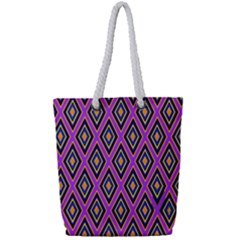 Colorful Diamonds Variation 4 Full Print Rope Handle Tote (small) by bloomingvinedesign