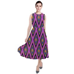 Colorful Diamonds Variation 4 Round Neck Boho Dress