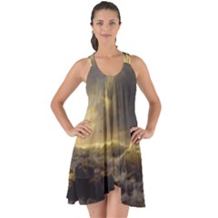 Andreas Achenbach Sea Ocean Water Show Some Back Chiffon Dress by Sudhe