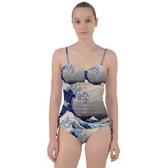 Image Woodblock Printing Woodcut Sweetheart Tankini Set