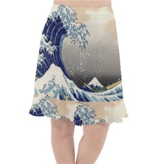 Image Woodblock Printing Woodcut Fishtail Chiffon Skirt by Sudhe