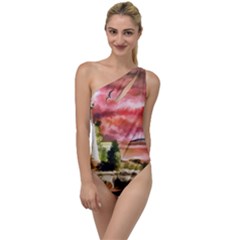 Lighthouse Ocean Sunset Seagulls To One Side Swimsuit by Sudhe