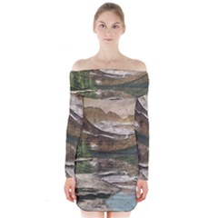 Glacier National Park Scenic View Long Sleeve Off Shoulder Dress by Sudhe