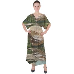 Glacier National Park Scenic View V-neck Boho Style Maxi Dress