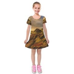 Painting Oil Painting Photo Painting Kids  Short Sleeve Velvet Dress by Sudhe