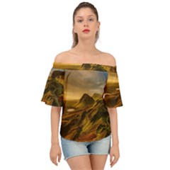 Painting Oil Painting Photo Painting Off Shoulder Short Sleeve Top