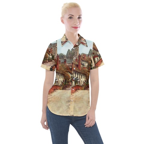 East Budleigh Devon Uk Vintage Old Women s Short Sleeve Pocket Shirt by Sudhe