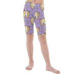 Corgi Pattern Kids  Mid Length Swim Shorts by Sudhe